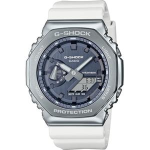 Casio G-Shock - Orologio da polso da uomo al quarzo Militare bracciale e cassa in Resina di colore Bianco display analogico grigio - GM-2100WS-7AER