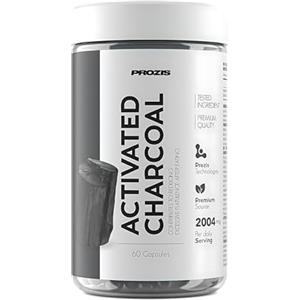 Prozis Activated Charcoal 60 capsule - carbone vegetale naturale, migliora gonfiore, assorbe gas addominali