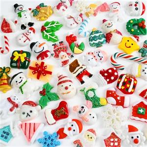 YUNHENTONG 30 decorazioni natalizie in miniatura, piccole statuette natalizie, piccole decorazioni natalizie per calendario dell'Avvento, fai da te, custodia per cellulare, accessori per capelli