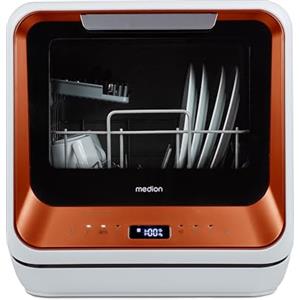 MEDION Mini Dishwasher DWT20 (lavastoviglie da tavolo, lavastoviglie, 2 coperti, funziona con/senza collegamento all'acqua, 6 programmi di pulizia, biberon, preselezione dell'ora di avvio
