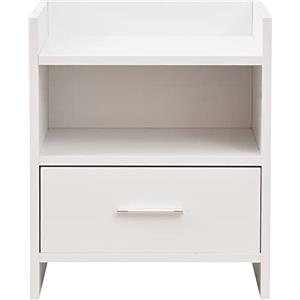 BAKAJI Comodino Cassettiera con 1 Cassetto 2 Ripiani Portaoggetti Design Moderno,Mobiletto Slim Robusto Colore Bianco, Salvaspazio Ideale per Camera da Letto, Salotto, Dimensioni Mobiletto 35x38x45cm