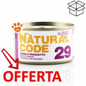 Natural Code 29 Tonno e Prosciutto in Jelly - Cibo Umido Naturale per Gatti Adulti - 85g