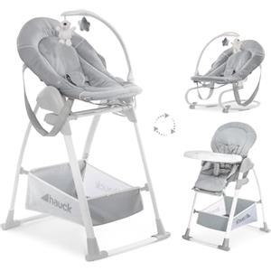 hauck Seggiolone Pappa Sit N Relax 3in1 - Da 0 Mesi fino a 15kg Con Sdraietta Neonati, Regolabile in Altezza e Profondità, Cesto e Cintura Sicurezza - Grigio