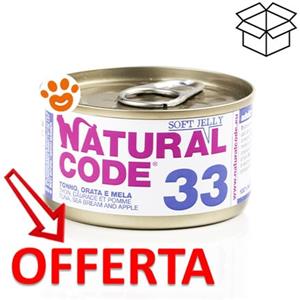 Natural Code 33 Tonno, Orata e Mela in Jelly - Cibo Umido Naturale per Gatti Adulti - 85 g
