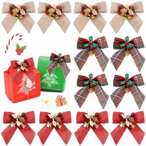 JOHOUSE Fiocchi per Albero di Natale, 24 Fiocchi di Natale, Ideali per ghirlande di Natale, Ornamenti per Albero di Natale, Ornamenti da Appendere per Natale, 8 x 8 cm