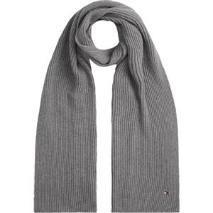 Tommy Hilfiger Uomo Sciarpa Flag Pima Cotton Cash in Maglia a Costine, Grigio (Mid Grey Heather), Taglia Unica