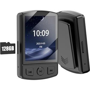 Gueray Lettore MP3 Bluetooth 64GB - Lettore Musicale Digitale Portatile con Clip, Audio HiFi, Radio FM Integrata, Altoparlante, Registratore Vocale e Supporto Scheda TF