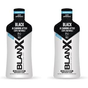 BlanX, Collutorio Sbiancante Black, per Igiene Orale, Colluttorio Antimacchia e Sbiancante, con Licheni Artici naturali, Zinco PCA e Carboni Attivi 100% Naturali, Ripara-Smalto, Formato 500 ml