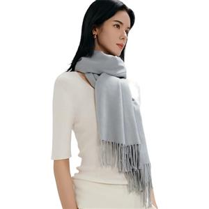 MaaMgic Sciarpa con Frange in Tinta Unita Pashmina da Donna Morbida e Soffice di Misto Cotone per Autunno Primavera 200 * 70cm, Grigio Chiaro 2021