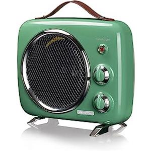 Ariete Termoventilatore Vintage, Freddo e Caldo, Termostato regolabile, Maniglia per facile trasporto, 2000 W, Verde