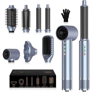 OKWRAP Air Styler & Spazzola Asciugacapelli 7 in 1, OKWRAP Hair Styler 110000 RPM Asciugacapelli ad Alta Velocità Asciugatura Rapida, Spazzola Modellante ad Aria Per Capelli Ricci, Volumizzante