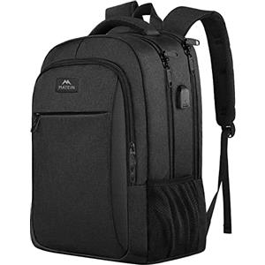 MATEIN Zaino Uomo Zaini per PC Portatile, 15.6 Pollici Zaino Porta PC con Caricatore USB zaino da lavoro, Impermeabile Zaini per Laptop, Computer, Notebook, Viaggio Regalo Uomo & Donna - Nero