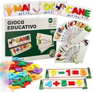Felly Giochi di Ortografia Italiano 2 3 4 5 Anni, Gioco Educativi per Imparare i Contare, Giocattoli Montessori per Bambini, Autismo Giochi Bimba Bimbo Regali di Compleanno, 32 Flash Cards