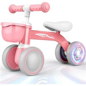 HappyGoLucky Bicicletta Bambini 12-24 Mesi con Cestino, Ruote Colorate, Ultra Leggero, Bicicletta Senza Pedali Giochi Bambina 1 2 Anni, Balance Bike Regalo Bambino 1 Anno, Primo Regalo di Compleanno
