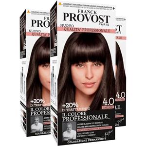 Franck Provost Tinta Permanente Riutilizzabile per Capelli con Trattamento di Bellezza Colorazione Professionale e Copertura Ottimale a Lunga Durata Colore 4.0 Castano - 3 Tinte
