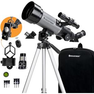 Celestron 22035 Travel Scope DX 70mm Telescopio rifrattore portatile con ottica in vetro completamente rivestita, zaino, pacchetto software di astronomia e adattatore smartphone per digiscopia