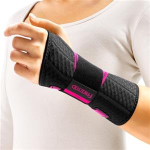 FREETOO Tutore Polso Sinistro Leggero per Tunnel Carpale, Polsiera Ortopedica Traspirante per Tendinite polso Adatto per Donna Uomo, Tutore Mano Regolabile per Distorsione, Trauma (Nero/Rosa, L/XL)