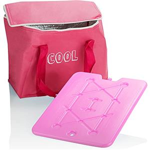 COM-FOUR® Borsa frigo con elemento refrigerante - Borsa frigo termica pieghevole - Borsa termica leggera per campeggio e attività all'aperto con batteria per ghiaccio - Borsa da picnic estiva (rosa)