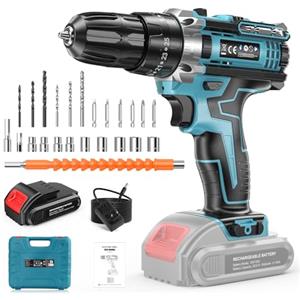 ponoseu Trapano Avvitatore batteria 21V 1500mAh, 30Nm, 25+3 impostazioni, Trapano a batteria.