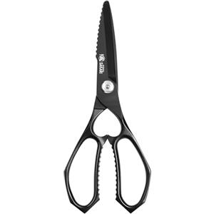 MITSUMOTO SAKARI Forbici da Cucina Multifunzionali Giapponesi da 22 cm, Forbici da Pollame Rimovibili per Impieghi Gravosi, Forbici da Cucina Placcate in Titanio Nero