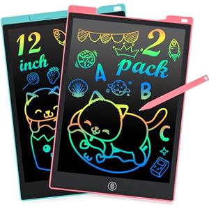 RaceGT [2 Pezzi ]12 pollici Tavoletta Grafica Bambini LCD LCD Scrittura, Tavoletta Grafica Bambini con Pulsante Elimina e Interruttore di Blocco, Blu+Rosa