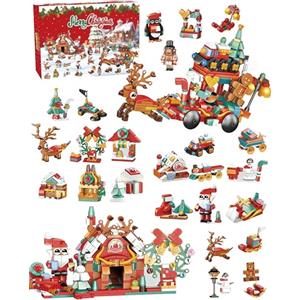 CXCOSRY Calendario dell'Avvento con mattoncini da costruzione per 24 giorni - Set di giocattoli 12 in 1 per il conto alla rovescia natalizio, attività di apprendimento STEM per bambini e adulti