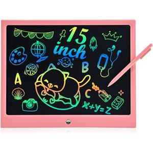 RaceGT 15 Pollici Tavoletta Grafica Bambini LCD, RaceGT Lavagnetta Cancellabile, Tavoletta Grafica LCD Scrittura con Pulsante Elimina e Interruttore di Blocco-Rosa