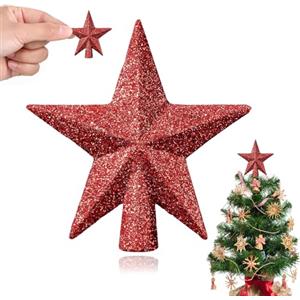 MAOSHYMS Mini Albero di Natale Topper Puntale Puntale per albero di Natale a Forma di Stella, per Decorazione Albero di Natales (Rosso A)