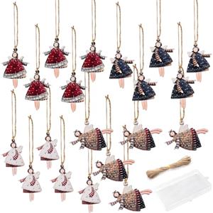 ASSRECT 20 Pezzi Decorazioni Natalizi Angeli in Legno per Albero di Natale - 4 Design Unici - Palline Natalizie, Addobbi, per Calendario dell'Avvento e Décoration Festiva