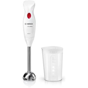 Bosch Frullatore a Immersione MSM24100, 400 Watt, Impugnatura Ergonomica, Piede in Acciaio Inox, Pratico Bicchiere Graduato Incluso, Bianco, Rosso