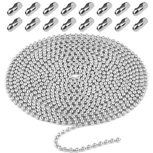 HOTUT 5 Metri Catena a Sfere in Acciaio Inox, 4.5 mm Catenella per Tenda a Rullo Regolabile Estensione Catene e 16 Pezzi Fermagli Connettoro, Catena a Palline per Fai da Te Collana Bracciali