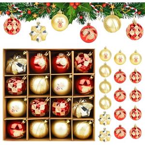 Timiyou Palline di Natale, 16pcs Palline Albero di Natale Decorazioni Albero di Natale Plastica 6cm Decorazioni Natalizie per La Casa Regali di Natale Matrimoni, Fidanzamenti, Anniversari, Feste