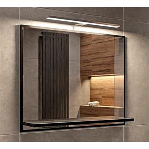 HAJDUK FURNITURE Specchio Bagno con Luce da Parete Nero 50x60cm - LED Retroilluminato con Mensola, IP44 Impermeabile, 4000K