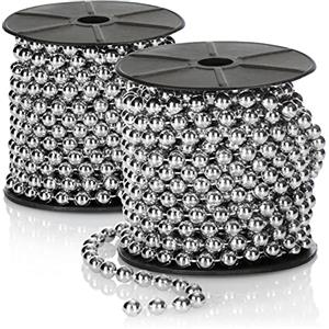 COM-FOUR® 2x Ghirlande di perle per l'albero di Natale - Decorazione albero di Natale - Decorazione natalizia - color argento 20 m