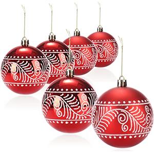 COM-FOUR® 6x palle di Natale, palle di Natale in plastica antirottura per Natale, decorazioni per l'albero di Natale con ciondoli