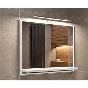 HAJDUK FURNITURE Specchio Bagno con Luce da Parete Bianco A: 50 cm x L: 60cm con Mensola - Specchio da Bagno LED Retroilluminato con Ripiano, IP44 Impermeabile