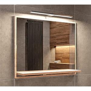 HAJDUK FURNITURE HajdükSpecchio da bagno con illuminazione 4000 K, IP44, Sonoma, 50x60 cm, moderno, rettangolare, ripiani e LED
