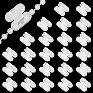 HOTUT Connettore per Catena per tenda, 24 pezzi connessori catena, plastica bianca, riparazione tende a rullo, tonalità perline