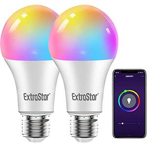 EXTRASTAR Lampadine Alexa Led E27 WiFi Lampadina Smart,EXTRASTAR Lampadine Intelligenti 10W 1000Lm Luci Calde/Fredde e 16 Milioni di Colori, Compatibile Con Alexa, Google Home e con timing- Pacco da 2