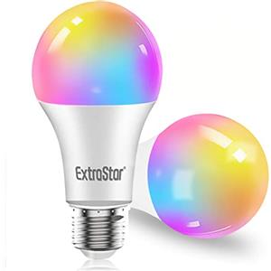 EXTRASTAR Lampadine Alexa Led E27 WiFi Lampadina Smart, Lampadine Intelligenti 15W 1400Lm Luci Calde/Fredde e 16 Milioni di Colori, Compatibile Con Alexa, Google Home e con timing- Pacco da 2