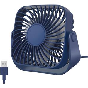 Jsdoin Ventilatore USB da scrivania, piccolo ventilatore da scrivania, mini ventilatore personale, 3 velocità, rotazione a 360°, forte vento, casa, esterno (blu)