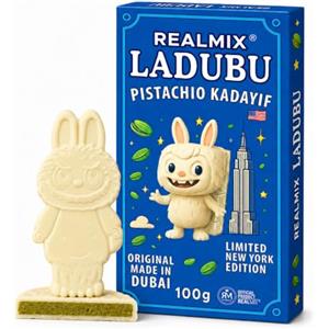 REALMIX LADUBU Cioccolato Di Dubai - Tavoletta Di Cioccolato Bianco Con Crema Al Pistacchio E Kadaif Croccante - Dubai Chocolate, Raffinato Cioccolato Dubai Prodotto Negli Emirati (Cioccolato Bianco)