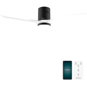 Cecotec Ventilatore da Soffitto con Luce EnergySilence Aero 5600 Aqua Black&White Connected. 40 W, LED 18 W, Diametro 132 cm, Wi-Fi, Telecomando, Protezione IP44, Timer 8 Ore, 3 Pale, 6 Velocità