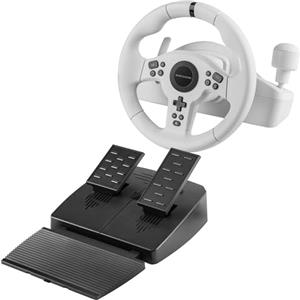 Mars Gaming MWH-RSXONE, Volante SimRacing, Zero Dead Zone e Rotazione 270°, Vibrazione DriveSense, Leva + Palette, Pedaliera XL con Poggiapiedi, PC|PS3|PS4|Xbox One|Xbox Series X-S|Switch, Bianco