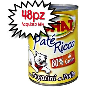 Monge LeChat Paté Ricco con Fegatini di Pollo - Lattina 400g per Gatti, Cotto a Vapore e Senza Conservanti