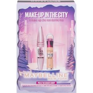 Maybelline New York Confezione Regalo con Pochette, Con Correttore e Mascara, Collezione di Natale Make Up in the City 2025, Mascara Ciglia Sensazionali Black, Cancella Età 02 Nude