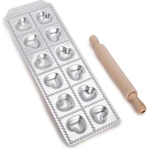 Imperia Raviolamp Linea Classica. Stampo per ravioli Made in Italy. Accessorio macchina per la pasta. Accessorio cucina tagliapasta in alluminio per pasta fresca con mattarello (12 Cuoricini)