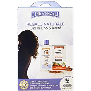 I Provenzali - Cofanetto Regalo Naturale Olio di Lino e Karitè - Shampoo ai Semi di Lino 250 ml + Olio di Karitè Puro 100 ml - Idratante per Tutti i Tipi di Capelli