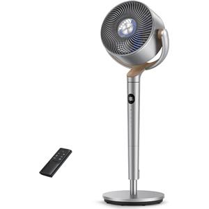 Dreo 23dB Ventilatore a Piantana silenzioso, 120°+120°Omni-directional Oscillating Fan, Portata di 24M, Volume d'aria1200m³/h, DC Motor Quiet Standing Fans, Adjustable Height, 8 Speeds, 3 Modes