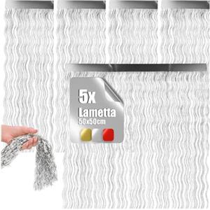 com-four® 5X Lametta - ghirlande Dorate Natalizie 50 cm - Addobbi Scintillanti per Albero di Natale - Decorazioni Festive per Le Feste